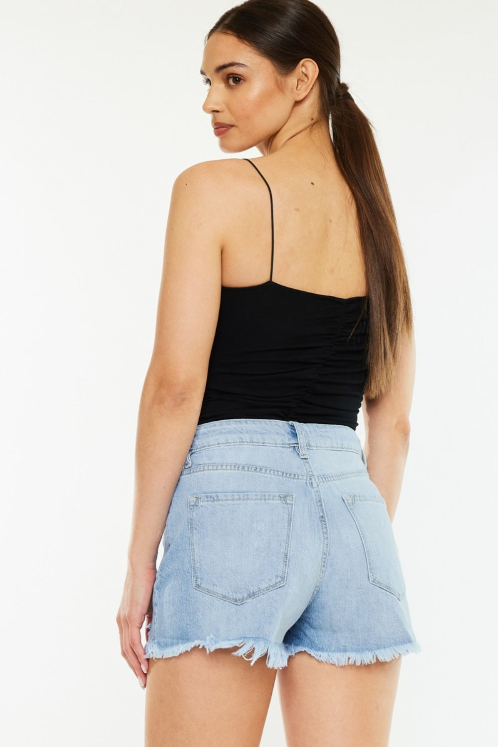 Ruby Distressed High Waist Denim Shorts