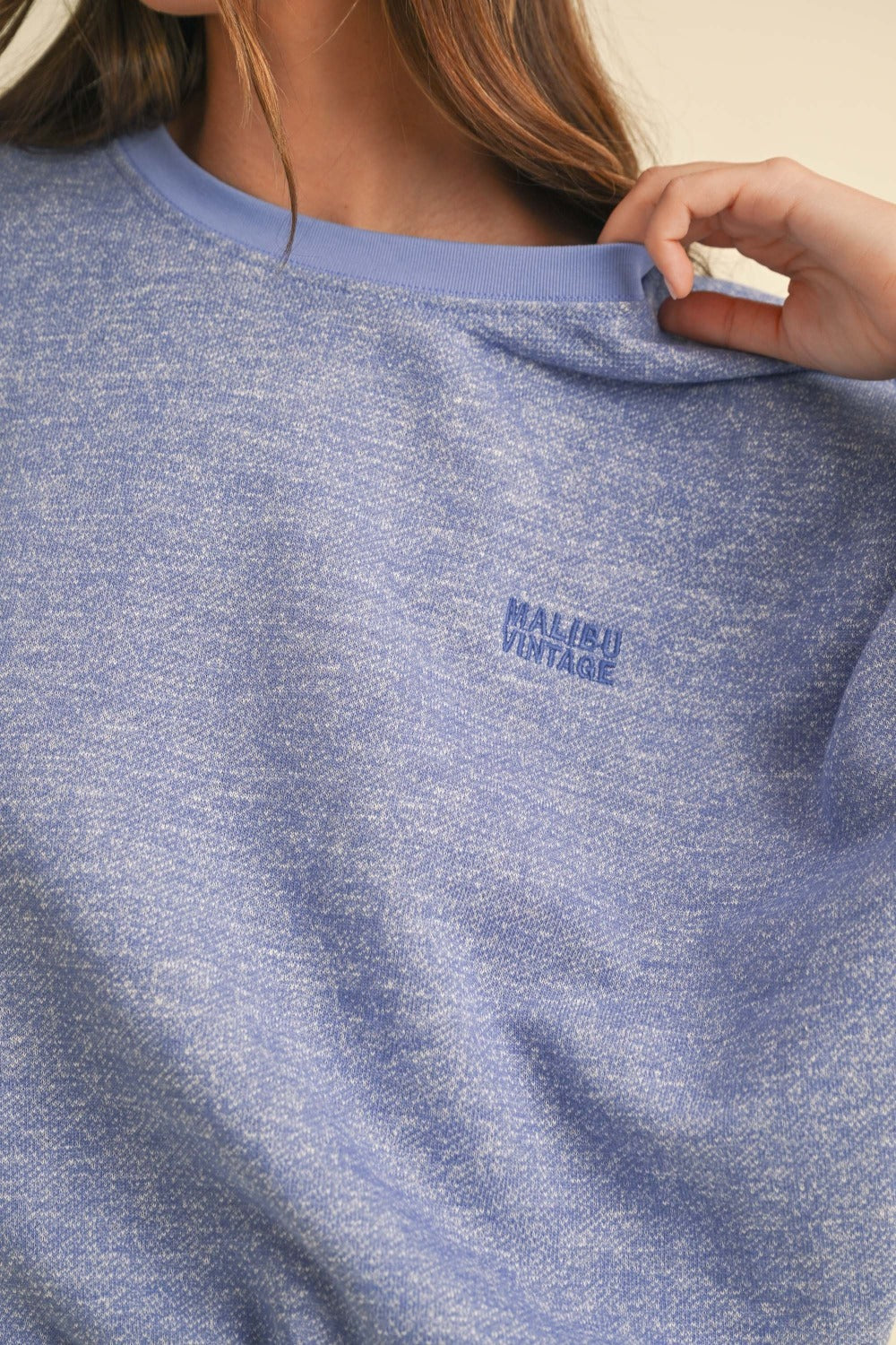 Eloise Round Neck Letter Embroidery Crop Sweatshirt