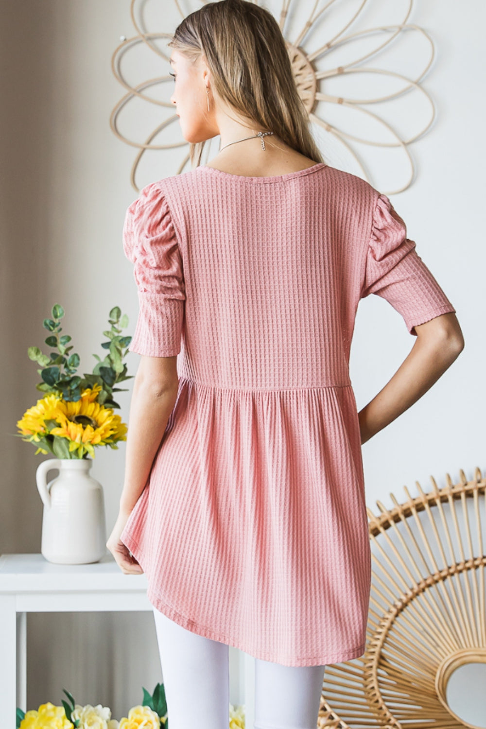 Charlotte Knit V-Neck Babydoll Top