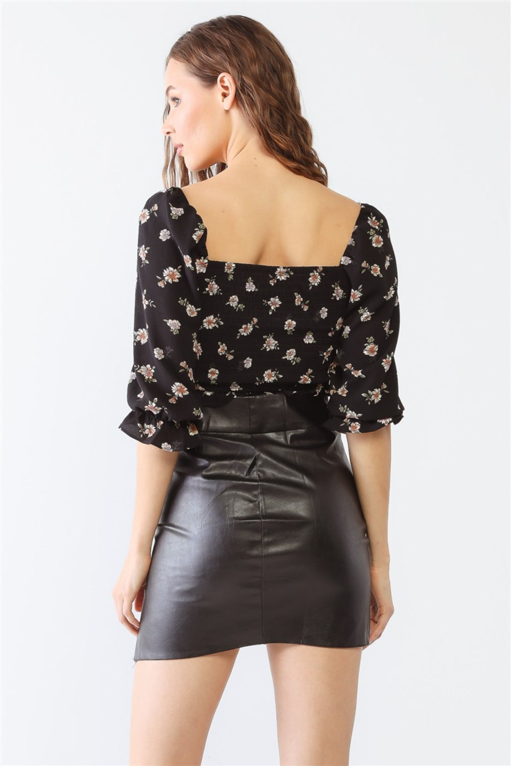 Audrey Floral Ruched Crop Top