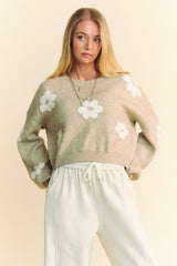 Eden Floral Drop Shoulder Cropped Sweater
