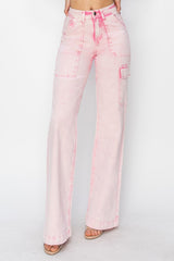 RISEN High Rise Cargo Pocket Jeans