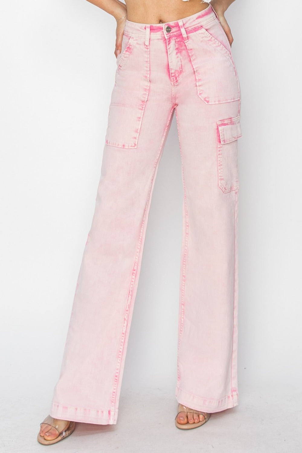 RISEN High Rise Cargo Pocket Jeans