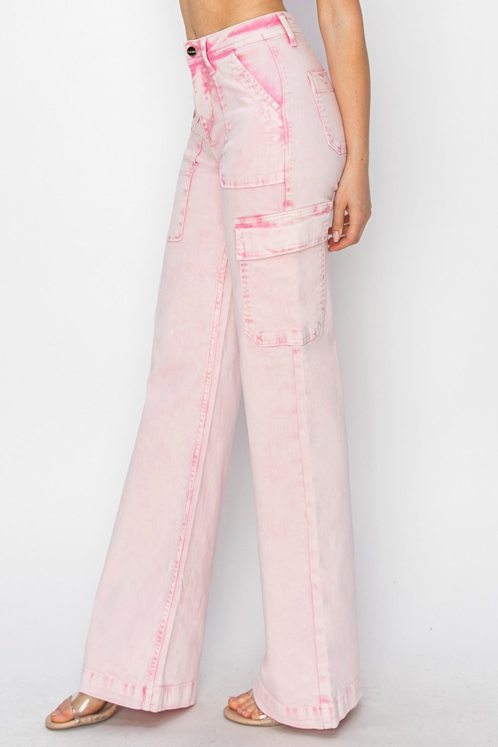 RISEN High Rise Cargo Pocket Jeans