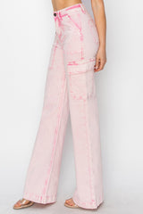 RISEN High Rise Cargo Pocket Jeans