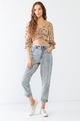 Audrey Floral Ruched Crop Top