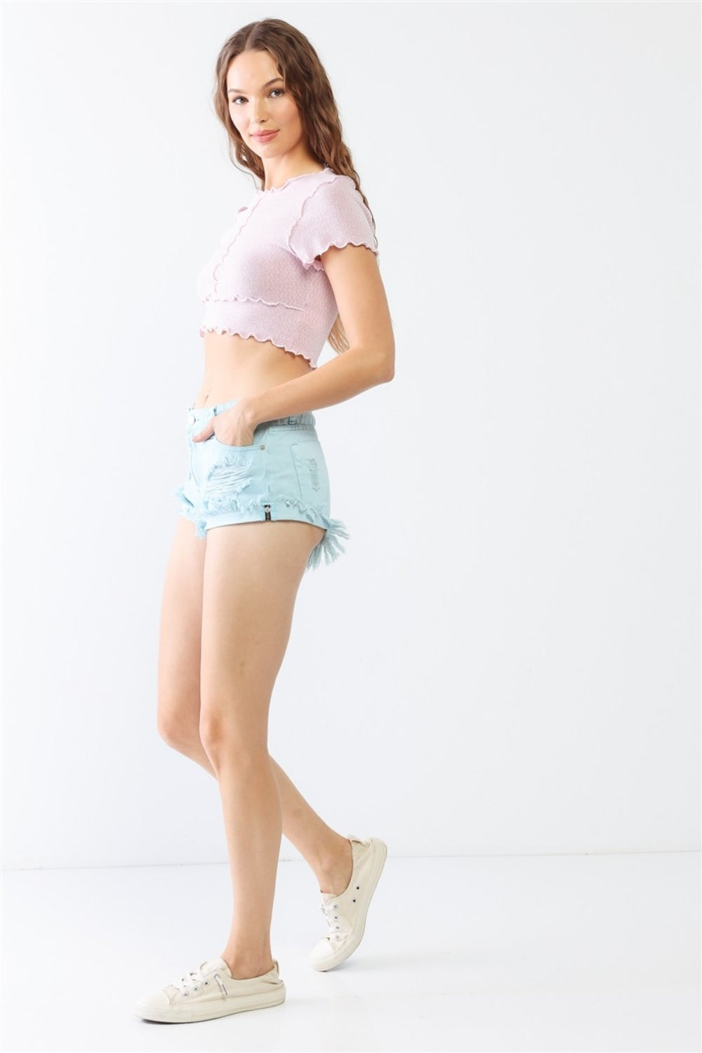 Claire Distressed Ripped Denim Shorts