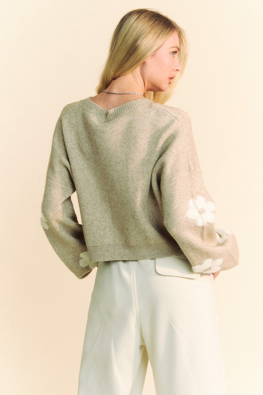 Eden Floral Drop Shoulder Cropped Sweater