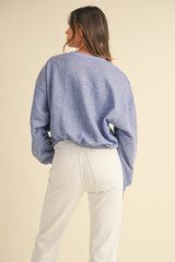 Eloise Round Neck Letter Embroidery Crop Sweatshirt