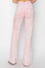 RISEN High Rise Cargo Pocket Jeans