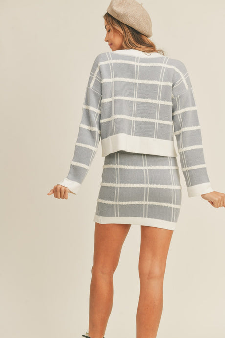 Hazel Sweater Cardigan and Mini Skirt Set
